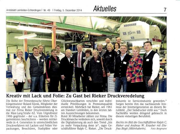 >>Lesen Sie hier den Artikel zur Firma RIEKER Druckveredelung, aus dem Amtsblatt Leinfelden-Echterdingen