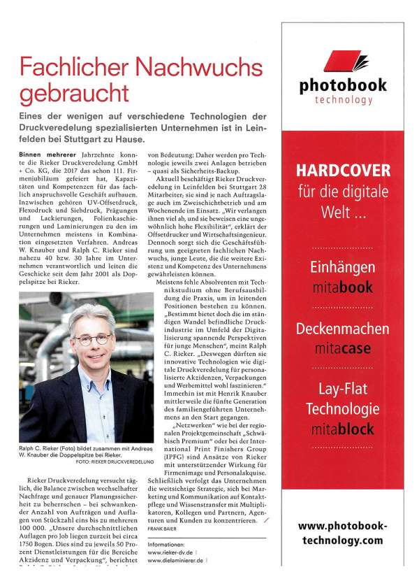 >>Lesen Sie hier den Artikel zur Firma RIEKER Druckveredelung, aus dem Amtsblatt Leinfelden-Echterdingen